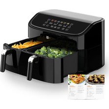 Aeco Duo 9l Xxl Sıcak Hava Fritözü Çift Odacıklı Airfryer 2850W Dokunmatik Ekran