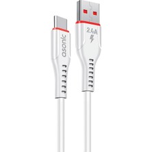 Odea Asonic AS-X406 2A Type-C 1m Beyaz Data + 2.4A Hızlı Şarj Kablosu 1 Metre