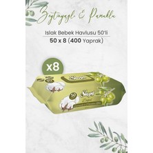 Odea Sleepy Doğal Zeytinyağlı ve Pamuklu Islak Bebek Havlusu 50 x 8 Adet (400 Yaprak)
