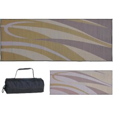 Odea Stylish Camping Ming's Mark Gc7 Stylish Camping Ters Çevrilebilir Grafik Veranda Paspası - 8' x 20', Kahverengi/altın