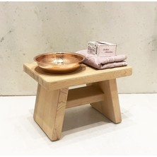 Odea Shark Anatolia Sedir Ahşap Banyo Taburesi Oturak ve Kızıl Bakır Hamam Tası Seti