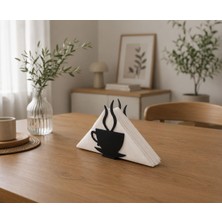 Odea Kahve Fincanı Figürlü Peçetelik, Siyah, Dekoratif Masaüstü Peçete Tutucu, 15X5X11 cm | Pla 3D Baskı