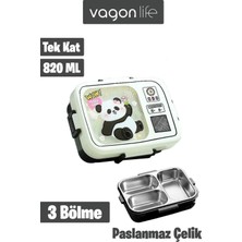 Odea Paslanmaz Çelik Desenli Beslenme Kutusu - 820 ml Renkli ve Eğlenceli Çocuk Beslenme Kabı (Beyaz)