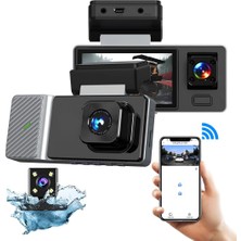 Odea Hasuba 3 Kameralı Araç Içi Kamera Seti - 1080P Full Hd Wi-Fi Destekli Araç Kameralı Güvenlik Sistemi, 170° Geniş Açı, Gece Görüşlü Kabin ve Su Geçirmez Arka Park Kamerası, Wdr Araç Dvr 361