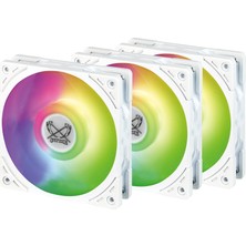 Odea Scythe Wonder Tornado 120MM Argb Beyaz Kasa Fanı 3'lü Paket, 26MM Kalınlık, 2500 Rpm, Fdb Rulman, Titreşim Önleyici Tasarım, 3-Pin Argb, 120.000 Saat Ömür, Pc ve Sıvı Soğutma Uyumlu