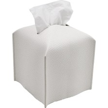 Odea Aputue Doku Kutusu, 13X13X13 cm Kare Pu Deri, Dekoratif Modern Düzenleyici Dispenser, Banyo Makyaj Masası Komodin Ofis Araba Ev Için Katlanabilir Şık Peçetelik Kılıfı Saklama Kabı Aksesuarları
