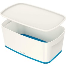 Odea Leitz 52191036 A5 Mybox Kapaklı Küçük Saklama Kutusu, Beyaz/metalik Mavi