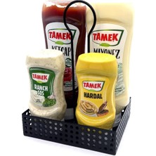 Odea Metal Ketçap, Mayonezlik ve Sosluk, Yağlık Standı, Cafe Restaurant Servis Sunum Masa Düzenleyici Model-1 Siyah