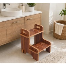 Odea Rozitoys Ahşap Montessori Kaymaz Basamak Tabure – Banyo ve Lavabo Yükseltici Merdiven, 36X36X40 Cm, Mdf Melamin Kaplama