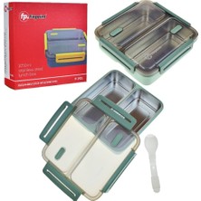 Odea Fixpoint Paslanmaz Çelik Beslenme Kabı, 1050ML, Yeşil, Çok Bölmeli, Kaşık Çatal Dahil, P-1421