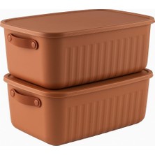 Odea 2'li Kapaklı Saklama Kutusu Seti 10 Litre– Turuncu-Taşınabilir Kulplu, Dolap Içi Düzenleyici, Çok Amaçlı Organizer Kutu, Oyuncak & Kıyafet Kutusu