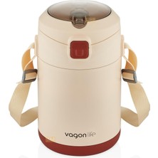 Odea Vagonlife Bento 1800ML Lunchbox 2 Kaseli 4-6 Saat Sıcak/soğuk Termos Özellikli Çelik Sefer Tası Yemek Kutusu (Bej)