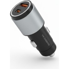 Odea Buffer Araç Içi Hızlı Şarj Adaptörü, Type-C ve USB Girişli, 2 Portlu, Çakmak Soketine Takılan