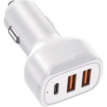 Odea 100W Ultra Hızlı Turbo Araç Şarj Başlığı – 2 USB + 1 Pd (Beyaz)