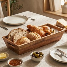 Odea Deconox Akasya Ekmek Sepeti 33 x 15 cm - Dikdörtgen Ahşap Ekmeklik, Sunum ve Servis Sepeti, Tezgah ve Kahvaltılık Düzenleyici