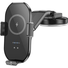 Odea Borofone BH206 Araç Telefon Tutucu ve Kablosuz Şarj Cihazı | Qi Uyumlu | Hızlı Şarj 15W | Otomatik Açma-Kapama | Teleskopik Montaj ve Esnek Görüş Açısı BH206