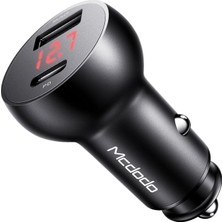 Odea Mcdodo CC-6810 30W Araç Çakmaklık Şarj Cihazı, Usb-C Pd 3.0 + Usb-A Çift Port, Pps/qc/afc/fcp/scp, Dijital Voltaj Göstergesi, 12–24V, Alüminyum Alaşım, Siyah