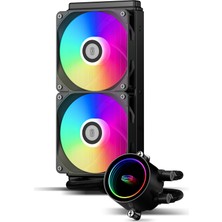 Odea Pccooler Cps DA240 Argb Aıo Sıvı Soğutucu, Çift Argb Fanlı 240MM Cpu Soğutucu, Yüksek Performanslı 3000 Rpm Pompa Hızı, Pc Oyun Için Verimli 240MM Aıo Soğutucu Siyah