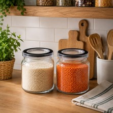 Odea 2’li Erzak Saklama Kabı Seti, Şeffaf Mutfak Kavanozu, Hava Geçirmez Kapaklı Bakliyat ve Kuru Gıda Saklama Kabı, Pirinç, Mercimek, Makarna ve Erzak Düzenleyici, Modern Mutfak Düzeni 900 ml