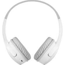 Odea Belkin Soundform Mini Kablosuz Çocuk Kulaklığı, Entegre Mikrofonlu ve Eğlenceli Çıkartmalı, 30 Saat Oynatma – Ders, Tatil, Iphone, Ipad, Galaxy Için Kulak Üstü Kulaklık, Beyaz