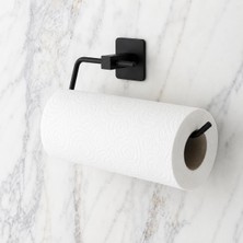 Odea Suwors Kendinden Yapışkanlı Kağıt Havluluk ve Rulo Havlu Askısı - Deliksiz Montaj, Paslanmaz Metal, Mat Siyah - Mutfak ve Banyo Için Duvara Monte Havluluk Aparatı