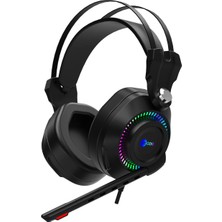 Odea Lecoo HT405 3.5mm Jack+Usb Kulak Üstü Rgb LED Aydınlatmalı Konforlu Kulak Yastıkları 50MM Hassas 100DB Ses Sürücüleri Askılı Kafa Bandı Profesyonel Tip Kablolu Mikrofonlu Oyuncu Kulaklığı Siyah