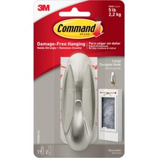 Odea Command Büyük Tasarımcı Kanca, 5 Lbs'ye Kadar Tutar, 2 Command Şeritli 1 Duvar Kancası, Fırçalanmış Nikel Rengi, Yaşam Alanlarında Süslemeleri Asmak Için Hasarsız Asma Kancaları