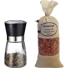 Odea Zencefil Organik 1 Kg. Iri Himalaya Tuzu Bez Torbada Koyu Pembe Renk + Seramik Bıçaklı Değirmen Tuz/baharat Değirmeni