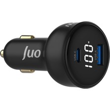Odea Juo 100W LED Ekranlı Type-C + Usb-A Araç Şarj Aleti iPhone & Android & Notebook Araç Içi Şarj Cihazı