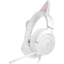 Odea Razer Kraken Kitty V3 x - Oyun Için Kablolu Kitty Kulaklık - Ikonik Kitty Kulakları - 270 G Hafif - Hyperclear Kardioid Mikrofon - Triforce 40 mm Sürücüler - 3,5 mm Jak | Beyaz