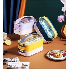 Odea Vagonlife Bento 1600ML Lunchbox 2 Katlı Çelik Sefer Tası Yemek Kutusu (Lacivert)