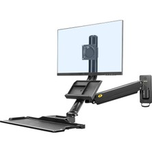 Odea Oturma Stant Iş Istasyonu Duvara Monte Yüksekliği Ayarlanabilir Oturma Standı Dönüştürücü, Klavye Tepsili, Vesa 75/100, Yük Kapasitesi 2-9 kg MB32-B