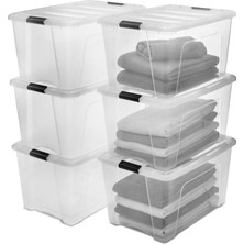 Odea Iris Ohyama, Saklama Kutuları, Saklama Kutusu, Çoklu Fonction, 6'lı Set Plastik Kutular, 45 L, Kapak, Ergonomik Sap, Ofis, Ev - Ddntb-45 - Şeffaf