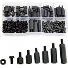 Odea Lunatic Htf 180 Adet M3 Plastik Distans Vida Somun Seti Siyah Aralıyıcı Stand Off 8 Çeşit Şeffaf Çantada