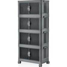 Odea Deconox 4 Kat Portatif Organizer Tekerlekli Çok Amaçlı Katlanabilir Dolap, Kapaklı Düzenleyici Raf Mutfak, Banyo, Genç Odası, Garaj ve Ardiye Için Toparlayıcı Ünite, Tekerlekli (Antrasit)