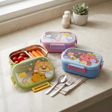 Odea Deconox Paslanmaz Çelik 3 Bölmeli Kilitli Yemek Kabı, 850 ml Renkli Desenli Lunch Box, Çelik Iç Hazneli Saklama ve Taşıma Kabı