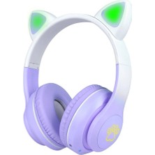 Odea Zore Stn-28 Pro Kedi Kulaklı Tasarımlı Rgb Işıklı Bluetooth Kulaklık Mor