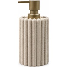 Odea Polyresin Sıvı Sabunluk, Modern Çizgili, Krem Renk, Mat Doku, Sıvı Sabun, Pompalı, Kozmetik Şişesi, Doldurulabilir Sıvı Sabunluk, Banyo Mutfak Lavabo Otel Karavan Mien Aksesuarı
