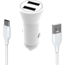 Odea Pdateknoloji Yetty 12W 2 In 1 Araç Şarj Cihazı +1m Type-C Kablo Beyaz YC-30T (Yerli Üretim)