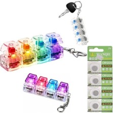 Odea Işıklı Mini Klavye Anahtarlık, 4 Adet Yedek Pil Hediye, Click Sesli Mekanik Switch Fidget Oyuncak,rgb LED Işıklı Stres Giderici Yedek Pil Hediyeli