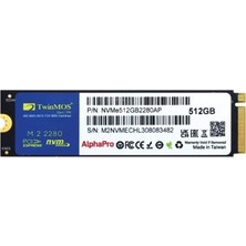 Odea Twinmos 512GB M.2 Pcıe Gen3 Nvme SSD (3600-3250MB-S) NVME512GB2280AP Tlc 3dnand SSD