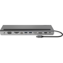 Odea Belkin Usb-C Hub, 11'i 1 Arada Çoklu Bağlantı Noktalı Adaptör Yuvası, 4K Hdmı, Displayport, Vga, Usb-C ve 100W, Bağlı Cihazdan Şarj Etmek Için, 3x USB A, Gigabit Ethernet, Sd, Microsd, 3,5 mm Jak