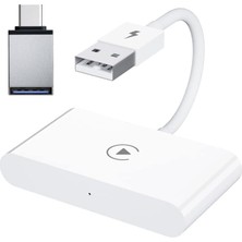 Odea Ally Mobile Usb+ Type-C iPhone Kablosuz Wireless Carplay Adaptör Çevirici Beyaz