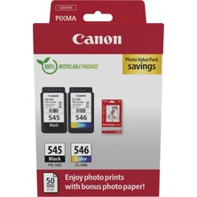 Odea Canon PG-545 + 546 Renkli + Siyah 2'li Set Kartuş + Kağıt Hediyeli