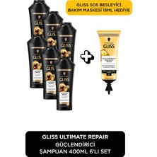 Odea Gliss Ultimate Repair Şampuan 400ML 6'lı Set + Oil Nutritive Sos 15 ml Hediye