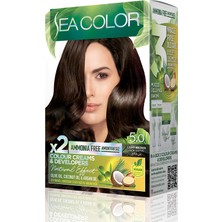 Odea Sea Color Amonyaksız, Vegan, Doğal, Besleyici Kalıcı Saç BOYASI%100 Beyaz Kapama (1 Paket 2 x 50 ml Boya & Oksidan) (Açık Kahve 5.0)