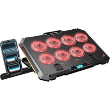 Odea Rampage S51 Icevolt Siyah Rgb Işıklı 8 Fanlı LCD Göstergeli 16 Kadar Yükselebilen Notebook Soğutucu
