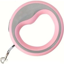 Odea Glipet Yuvarlak Şeritli Otomatik Köpek Gezdirme Tasması 2.5 Metre 20 kg Pembe