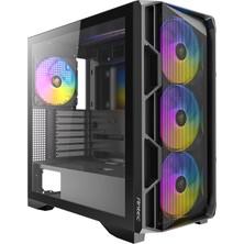 Odea Antec AX1000 Argb, 4 x 140MM Argb Pwm Fan Dahil, Mesh Ön Panel, Usb-C 3.2, Temperli Cam Yan Panel, 360MM Radyatör Desteği, Siyah Orta Kule Atx Oyuncu Kasası