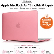 Odea Mcstorey MacBook Air M1 Kılıf A2337 Uyumlu 13 Inç Mat Sert Kılıf A2179 A1932 Parmak Izi Bırakmayan Koruyucu Hard Case Kapak Pembe